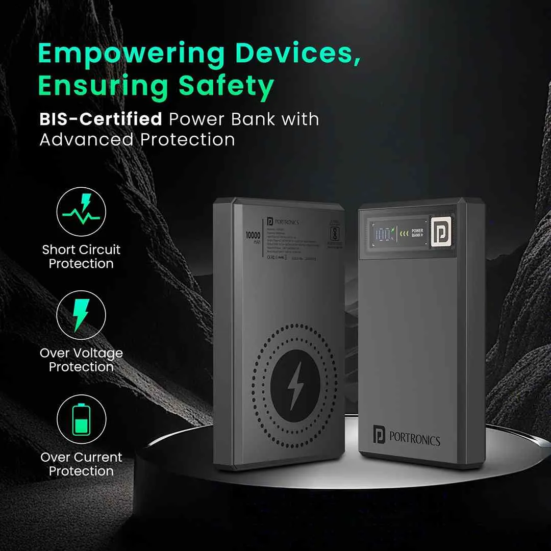 Portronics Luxcell MagClick 10k 10000 mAh 15W Magnetic Wireless Power Bank(Dark Grey)