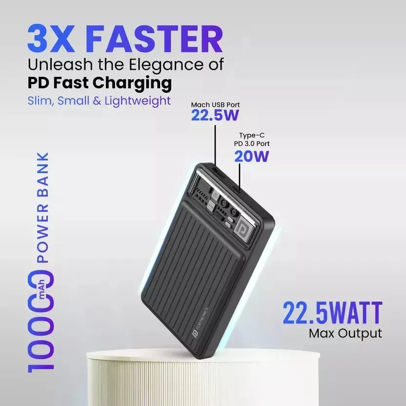 Portronics Luxcell Mini 10K Power Bank (Black)