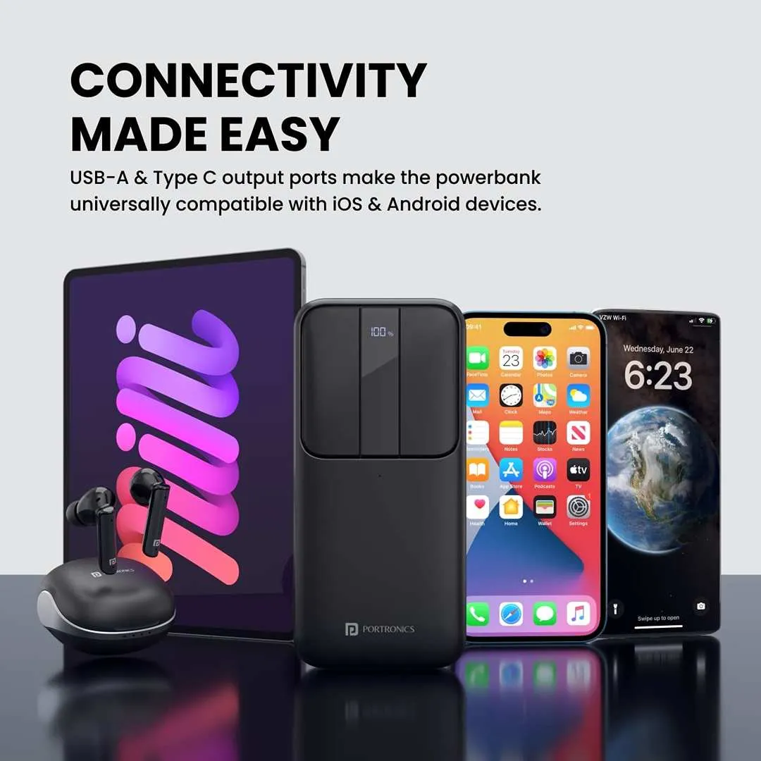 Portronics Power D 20k 20000 mAh Power Bank(Black)