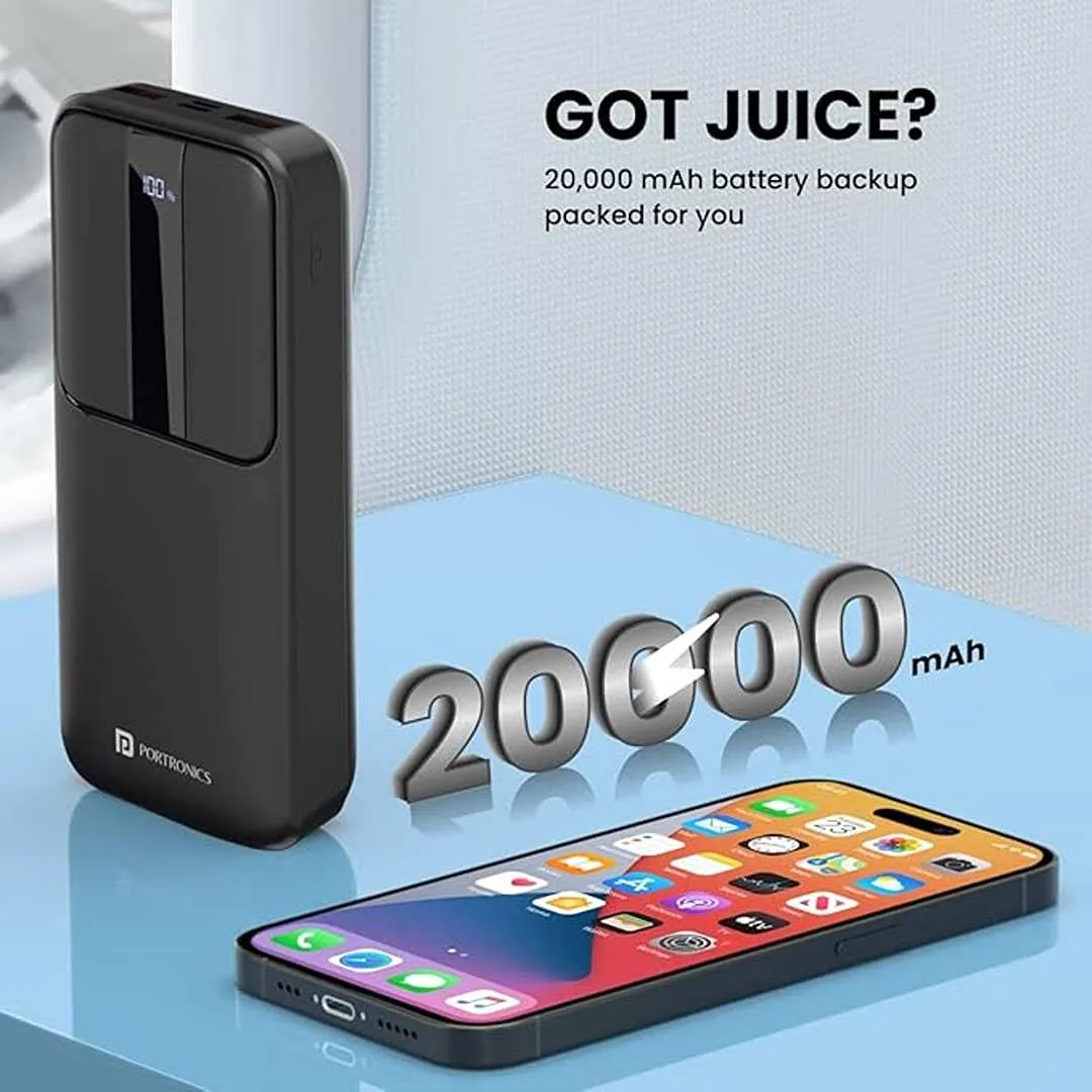 Portronics Power D 20k 20000 mAh Power Bank(Black)