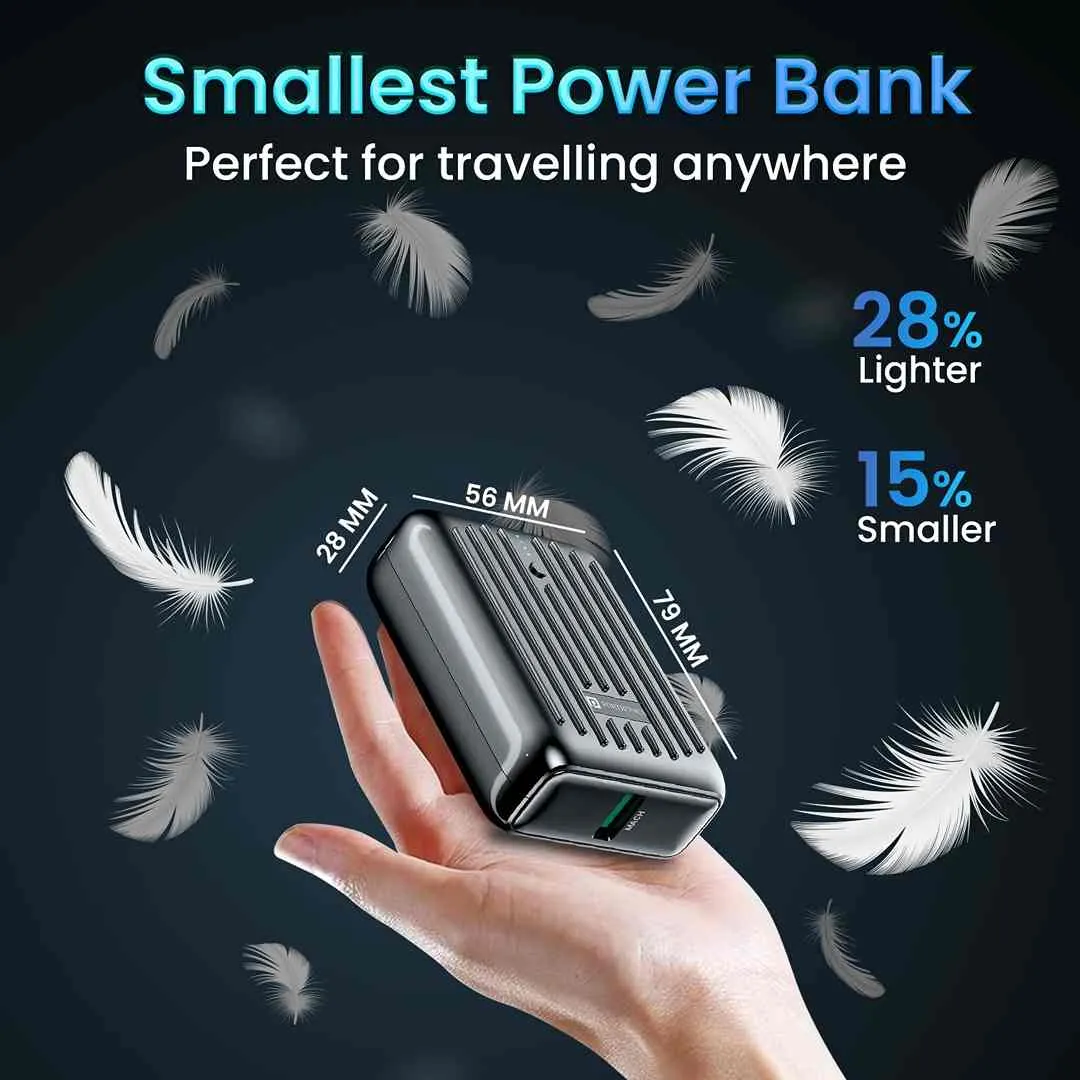 Portronics Zapcell 10k 10000mAh 22.5W  Nano Powerbank(Black)