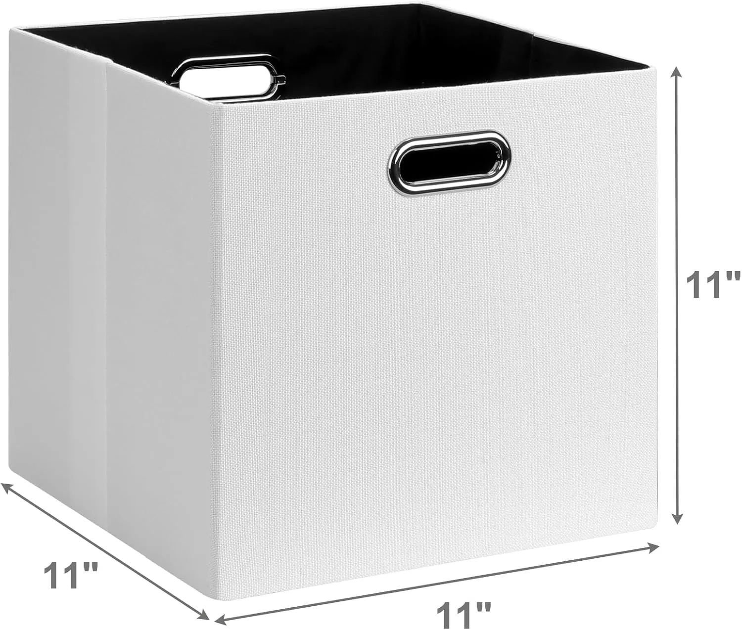 Posprica 11x11 Storage Cubes, Collapsible Storage Bins with Dual Handles, Fabric Foldable Storage Boxes Basket for Closet Shelf Cabinet Bookcase Organization, Set of 4, White