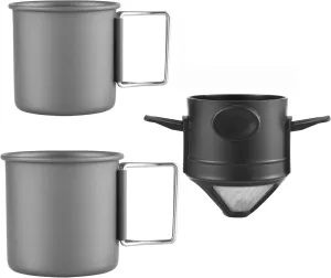 Pour Over Coffee Maker Set 450ml 250ml with 1 Filters Portable Aluminum Travel Coffee Mugs Lightweight for Camping Picnic Hiking Backpacking Fishing Mountaineering