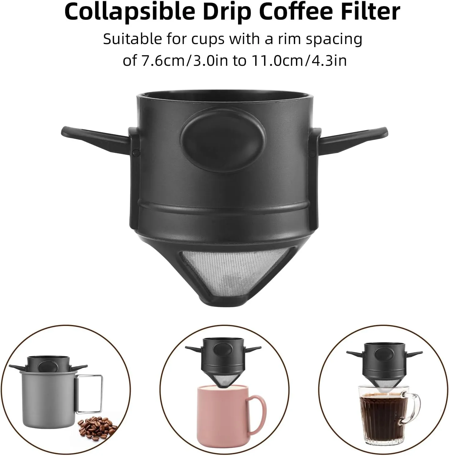 Pour Over Coffee Maker Set 450ml 250ml with 1 Filters Portable Aluminum Travel Coffee Mugs Lightweight for Camping Picnic Hiking Backpacking Fishing Mountaineering