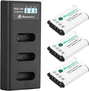Powerextra NP-BX1 Battery 3 Pack and 3-Channel USB Charger for Sony NP-BX1 and Sony Cyber-Shot DSC-RX100, DSC-RX100 II, DSC-RX100M II, DSC-RX100 III, DSC-RX100 IV, DSC-RX100 V/VII, ZV-1