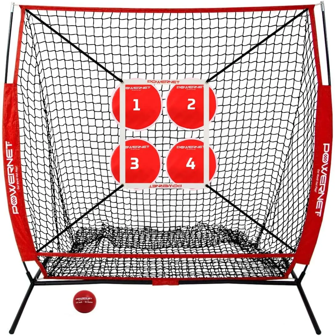 PowerNet Pitching Bundle, Baseball Net with Pitch Perfect Targets & Strike Zone Attachment, Weighted Ball, Softball Baseball Training Equipment to Increase Pitching Accuracy, 3 Net Sizes