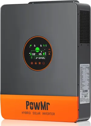 PowMr 5200W Hybrid Solar Inverter 48V DC to 110V/120VAC, Split Phase Inverter with 100A MPPT Controller, Max. PV Input 6KW 500VDC, Support 6 Units Parallel, for Lead Acid, Li, Batteryless Run