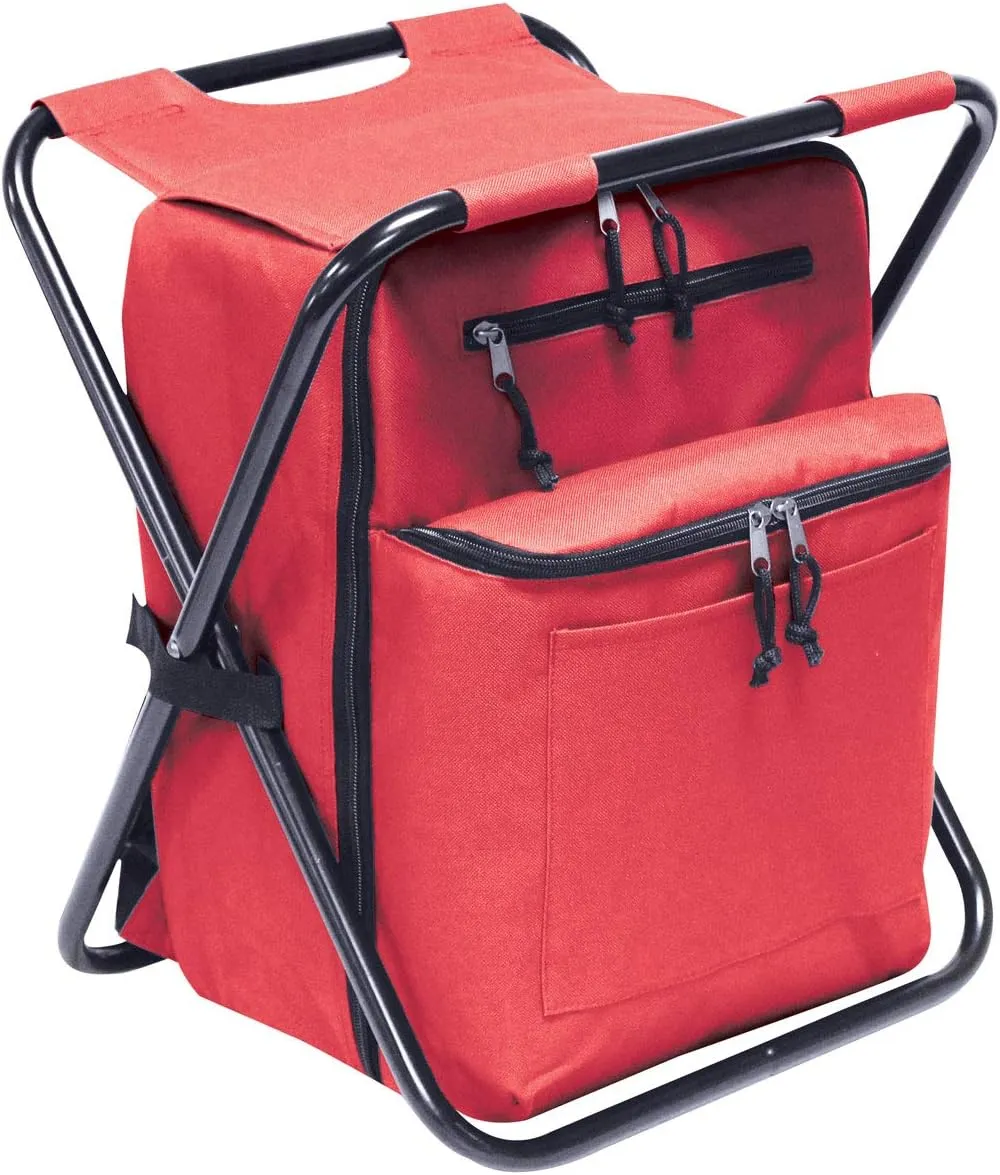 Preferred Nation Seated Cooler Backpack, 3 in 1 Portable Camping Backpack with Cooler and Folding Chair Stool, Leak Proof | Great for Fishing, Camping, Outdoor Events, Picnics or Beach