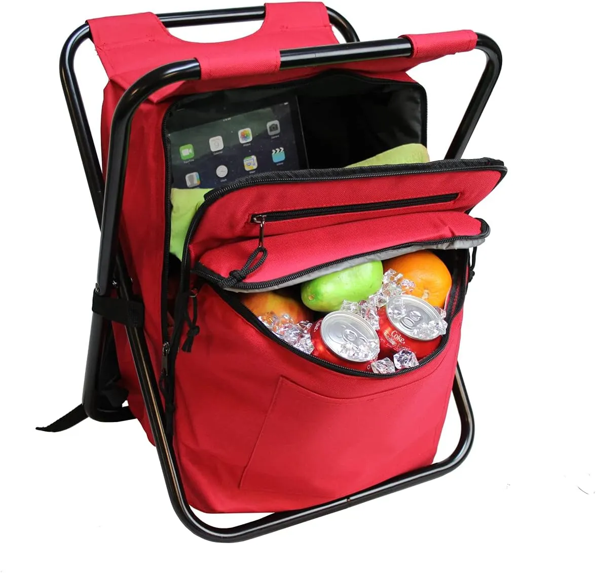Preferred Nation Seated Cooler Backpack, 3 in 1 Portable Camping Backpack with Cooler and Folding Chair Stool, Leak Proof | Great for Fishing, Camping, Outdoor Events, Picnics or Beach