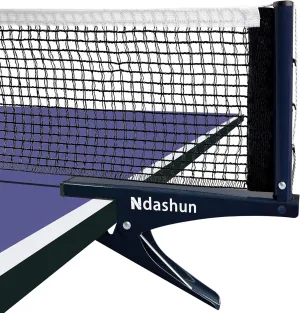 Premium Ping Pong Net with Clamps, Collapsible Table Tennis Net and Post Set, Spring Activated Clip, Tension Adjustable Mesh, Portable and Easy Setup (Navy)