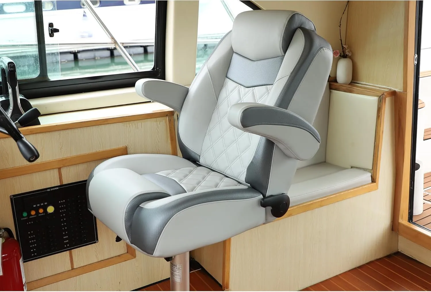Premium Reclining Pontoon Low/High Back Captain's Chair Boat Bucket Seat with Armrest