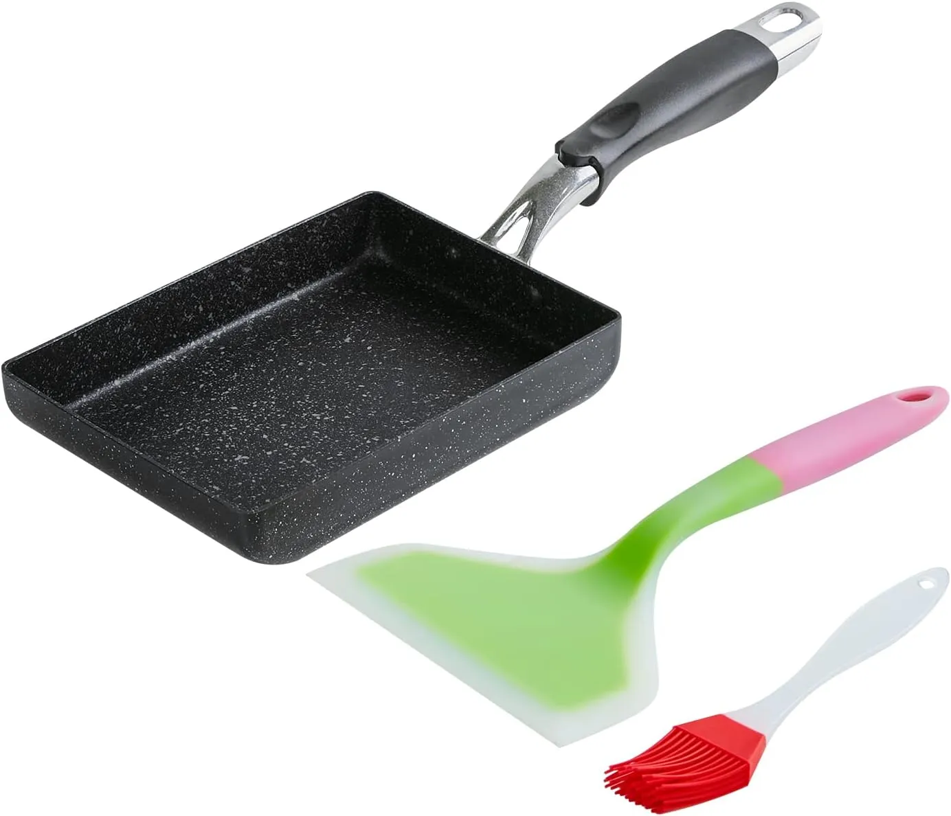 Premium Tamagoyaki Pan - 7" x 5" Japanese Omelette Pan with Nonstick Coating, Lid, and Oil Brush