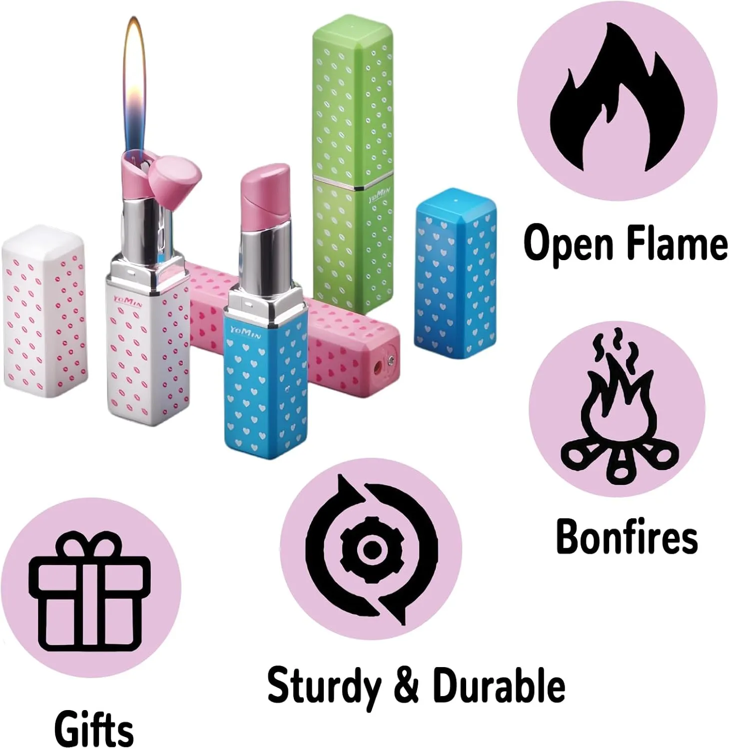 Pretty Cute Lighter Butane, Carving Soft Flame Lighter, Unique for Women Candles Gifts Camping BBQ (No Butane Fule) (02#)