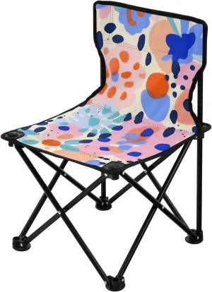 Print Pattern Portable Outdoor Folding Chair Anti-Slip Padded Oxford Cloth Stool Camping Chair Small for Beach Hiking Fishing Gardening Quad Camp Chair