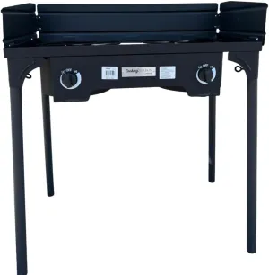 Propane Power Professional Outdoor Double Burner Stove with Windguard, Portable High Pressure Cooker Universal Fitting, Efficient Heat Distribution, Sturdy Bulit including 20 PSI Regulator with guage