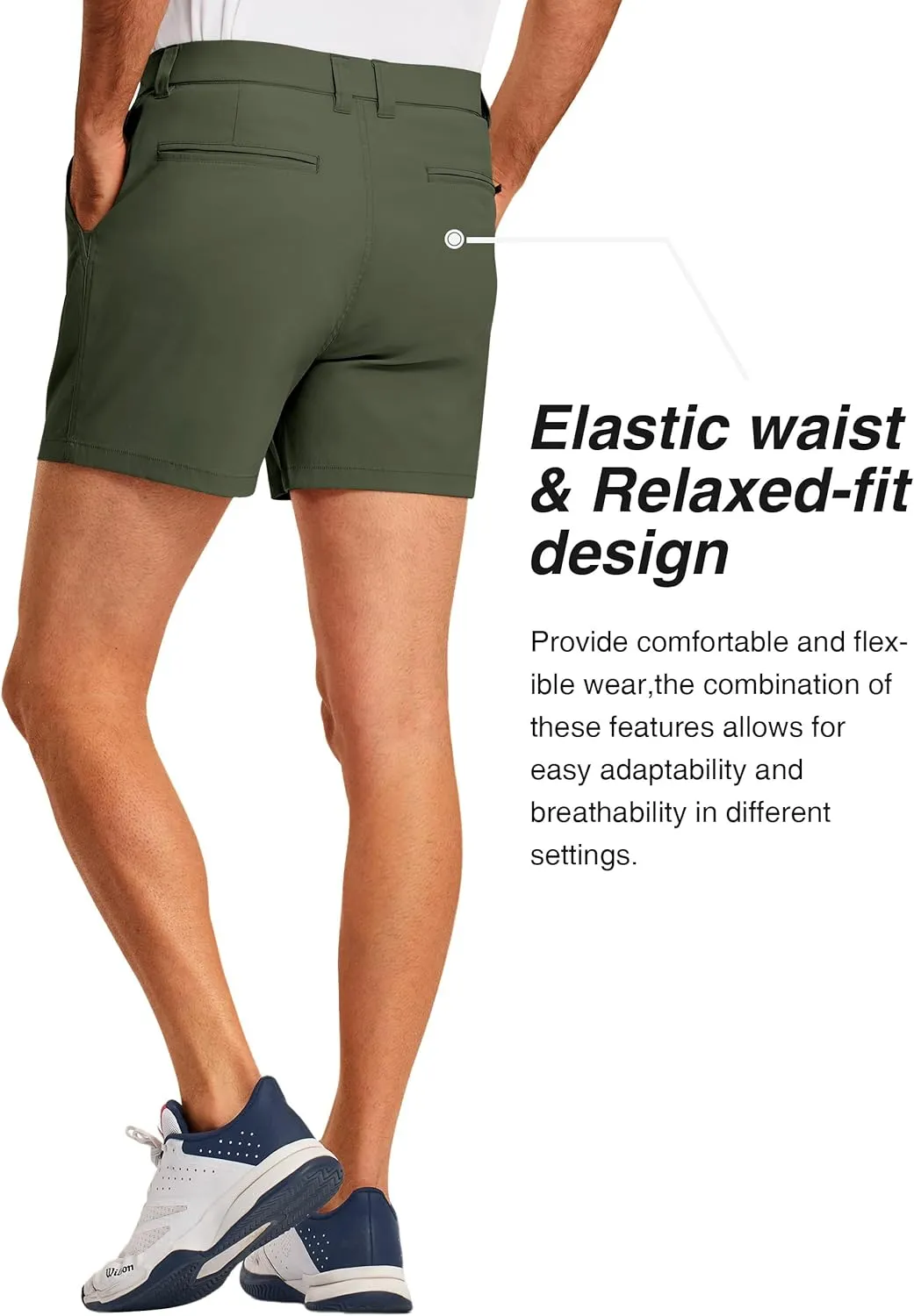 PULI Golf Shorts Men 5 Inch Inseam Stretch Casual Dress Shorts with Pockets Waterproof Lightweight Quick Dry