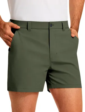 PULI Golf Shorts Men 5 Inch Inseam Stretch Casual Dress Shorts with Pockets Waterproof Lightweight Quick Dry