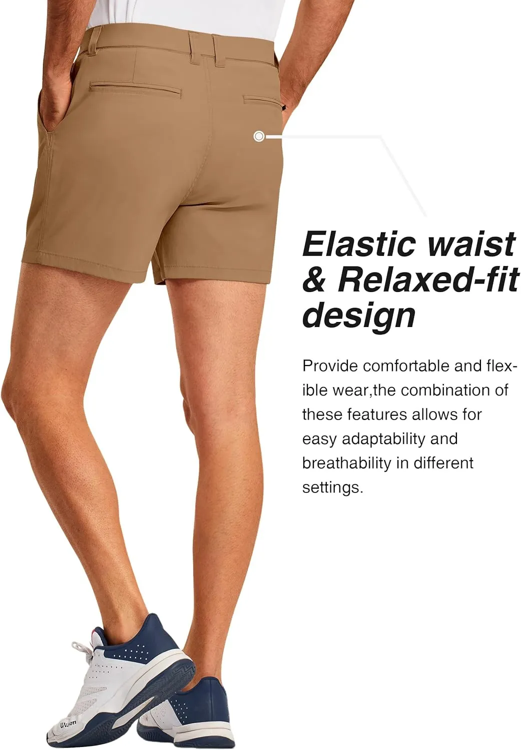 PULI Golf Shorts Men 5 Inch Inseam Stretch Casual Dress Shorts with Pockets Waterproof Lightweight Quick Dry
