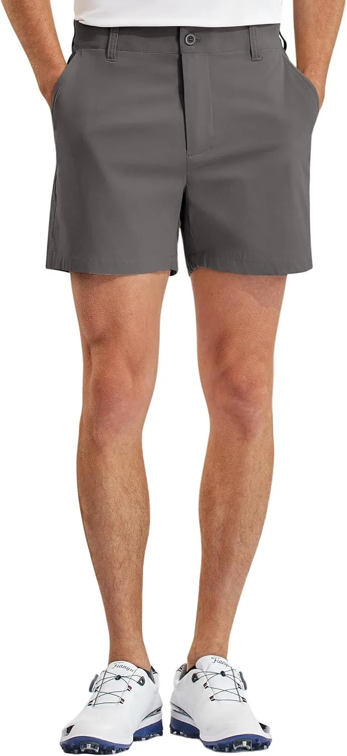 PULI Golf Shorts Men Relaxed Fit Stretch Dress Lightweight Casual Waterproof Travel Quick Dry Summer Shorts 5 Inch Inseam