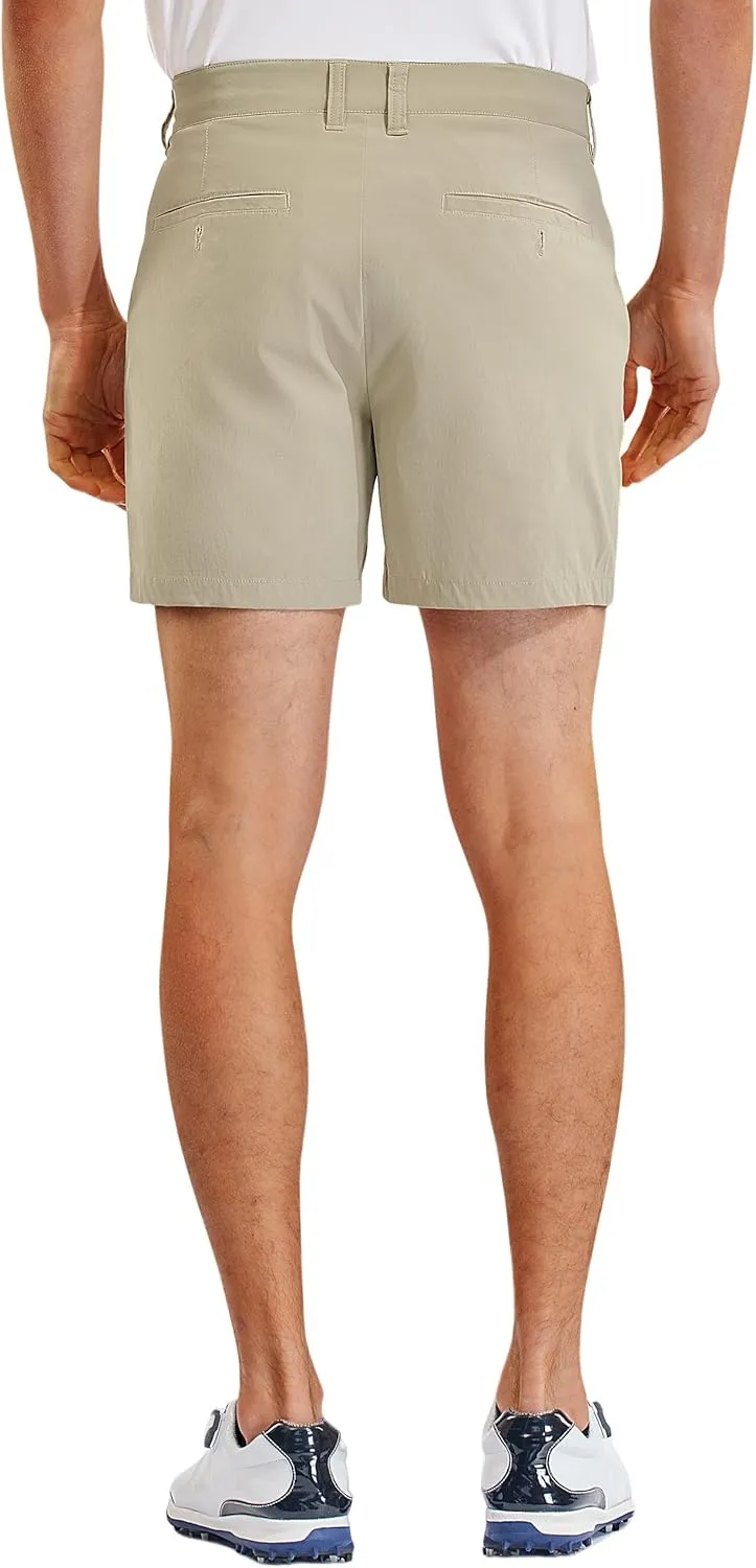 PULI Golf Shorts Men Relaxed Fit Stretch Dress Lightweight Casual Waterproof Travel Quick Dry Summer Shorts 5 Inch Inseam