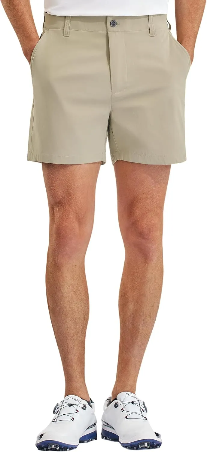 PULI Golf Shorts Men Relaxed Fit Stretch Dress Lightweight Casual Waterproof Travel Quick Dry Summer Shorts 5 Inch Inseam