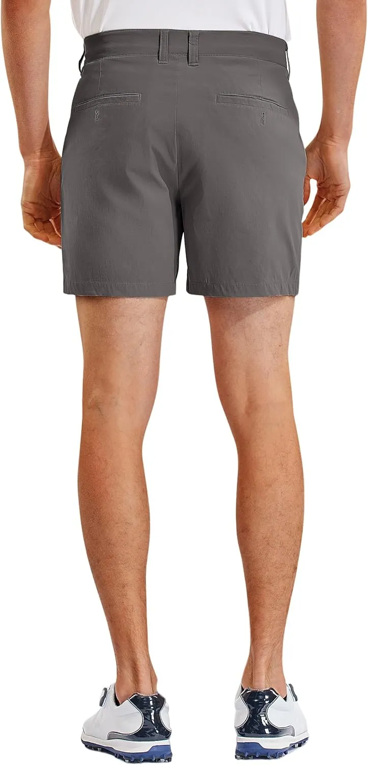 PULI Golf Shorts Men Relaxed Fit Stretch Dress Lightweight Casual Waterproof Travel Quick Dry Summer Shorts 5 Inch Inseam