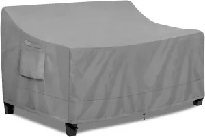 PureFit Outdoor Couch Cover Waterproof Patio Sofa Furniture Covers, 2-Seater Outdoor Loveseat Cover with Air Vent and Handles, 60W x 35D x 35H Inches, Gray