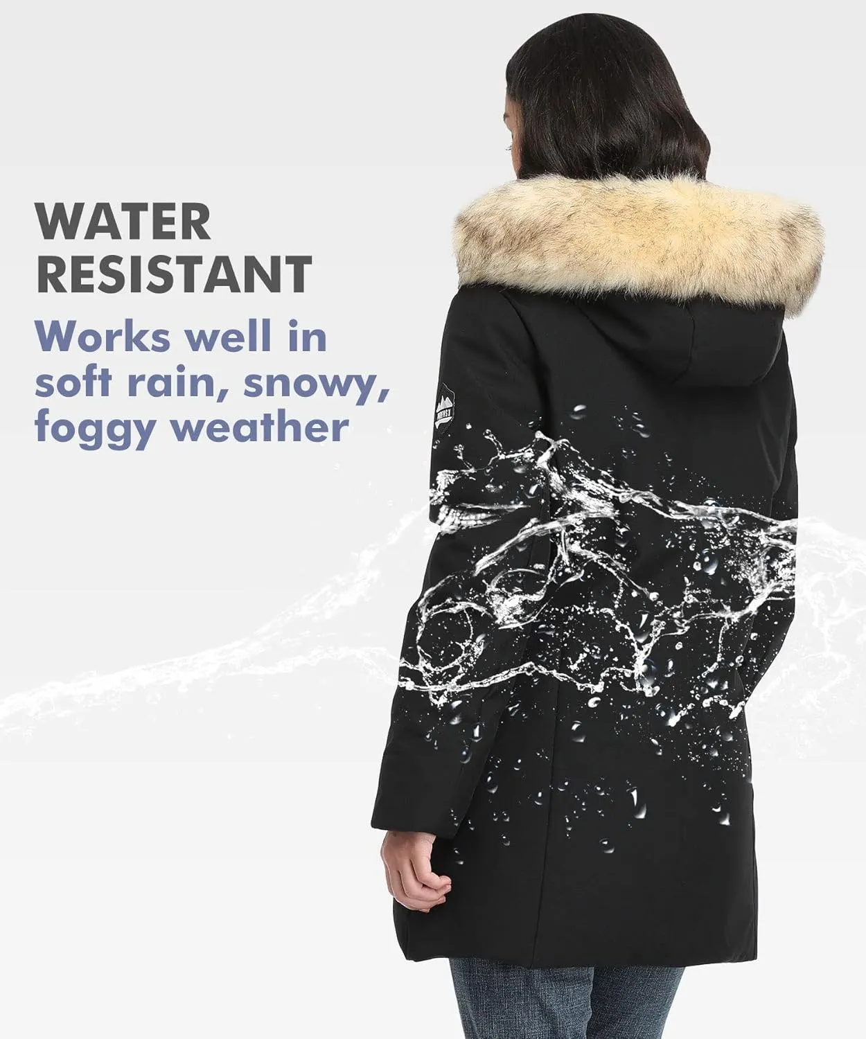 PUREMSX Winter Coat for Women, Thick Warm Fur Hood Insulated Vegan Down Padded Jacket Parka XS-XXL