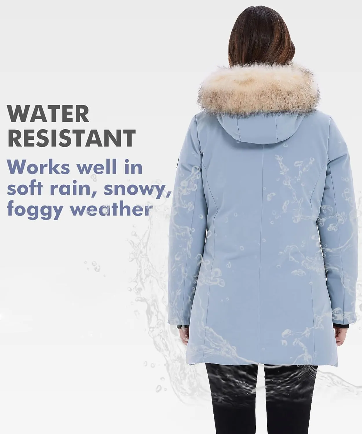 PUREMSX Winter Coat for Women, Thick Warm Fur Hood Insulated Vegan Down Padded Jacket Parka XS-XXL