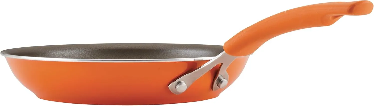 Rachael Ray Cook   Create Nonstick Pots and Pans Set with Universal Space-Saving Lids, Baking Pan/Cookie Sheet, and Kitchen Cooking Tools, Cookware Set, 11 Piece - Orange