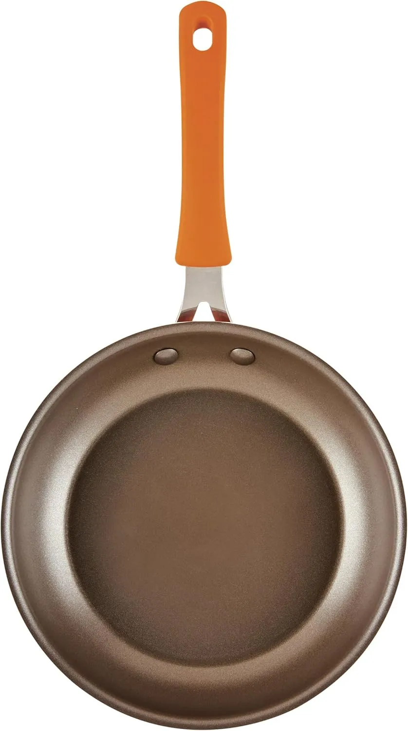 Rachael Ray Cook   Create Nonstick Pots and Pans Set with Universal Space-Saving Lids, Baking Pan/Cookie Sheet, and Kitchen Cooking Tools, Cookware Set, 11 Piece - Orange