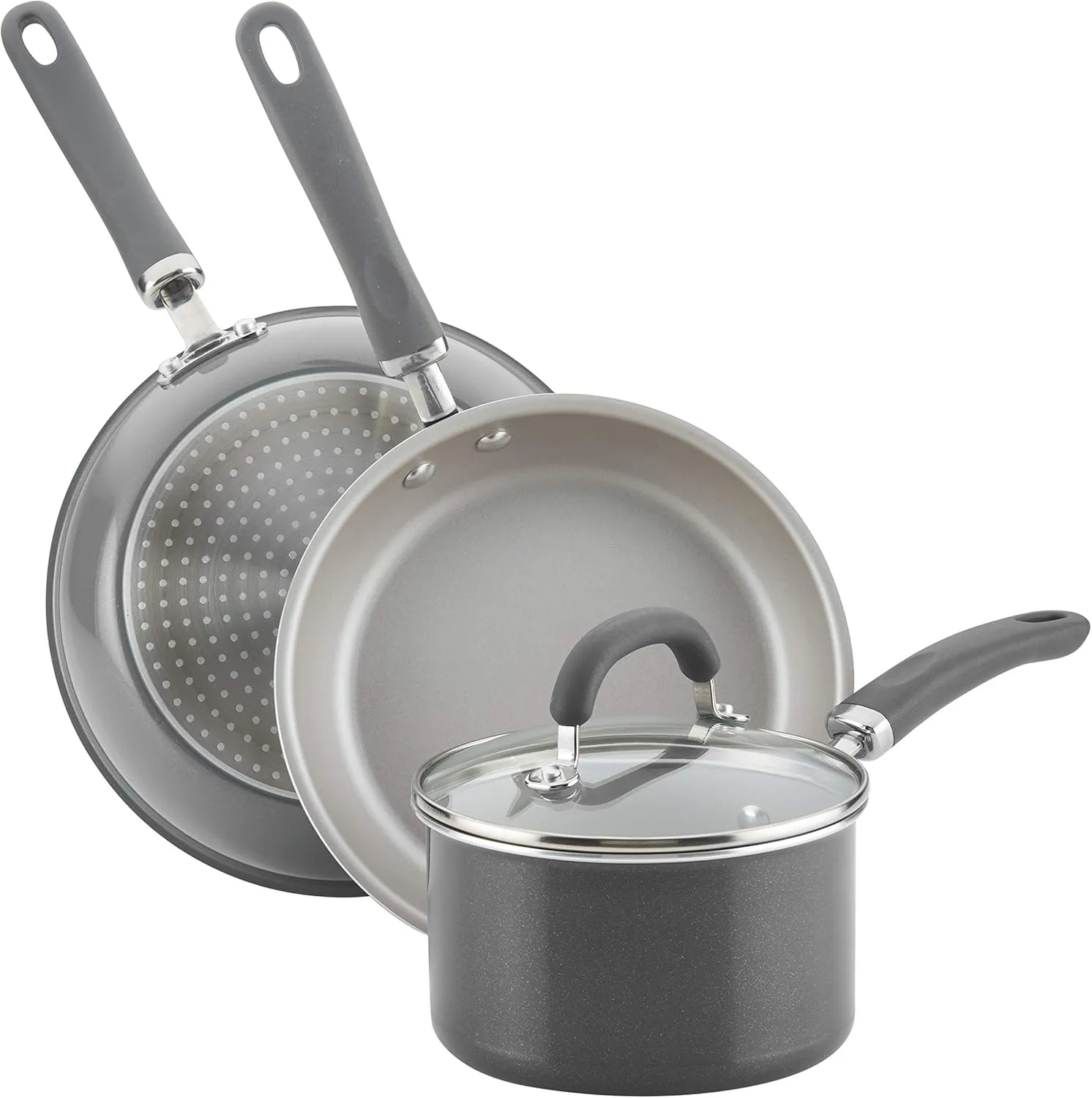 Rachael Ray Create Delicious Nonstick Cookware Pots and Pans Set, 13 Piece, Gray Shimmer