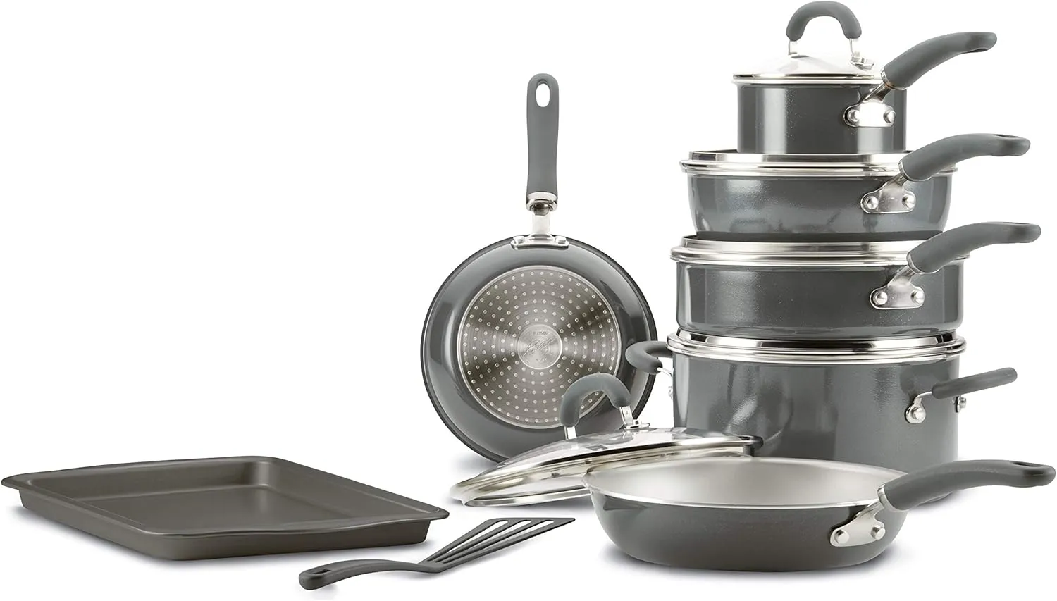 Rachael Ray Create Delicious Nonstick Cookware Pots and Pans Set, 13 Piece, Gray Shimmer