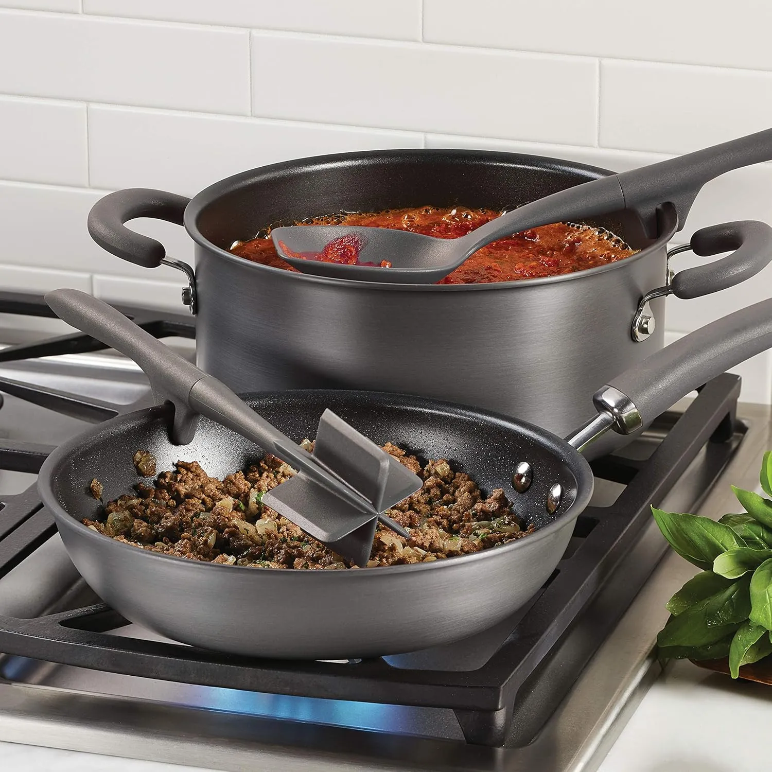 Rachael Ray Tools and Gadgets Lazy Crush & Chop, Flexi Turner, and Scraping Spoon Set / Cooking Utensils - 3 Piece, Gray