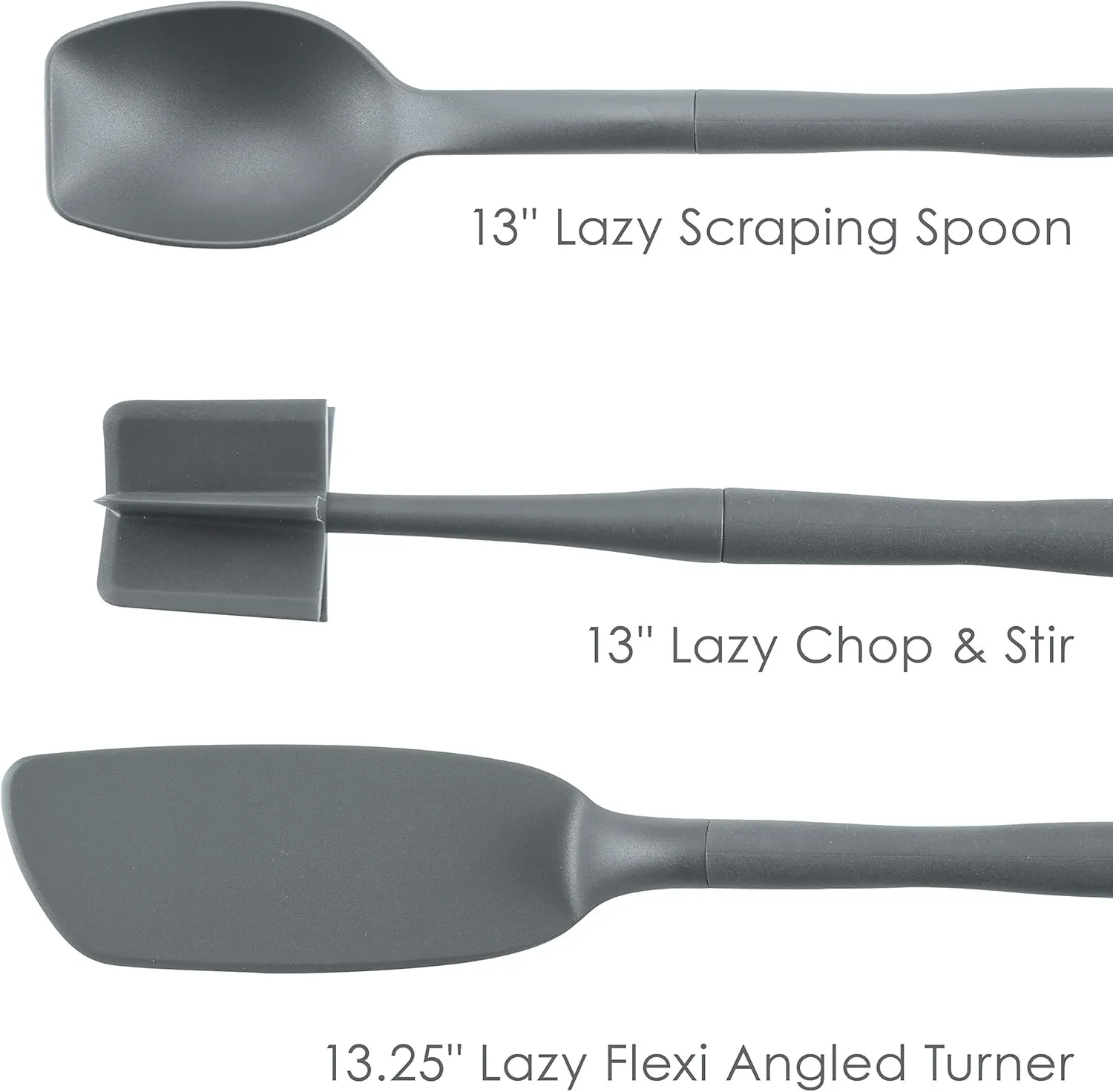 Rachael Ray Tools and Gadgets Lazy Crush & Chop, Flexi Turner, and Scraping Spoon Set / Cooking Utensils - 3 Piece, Gray