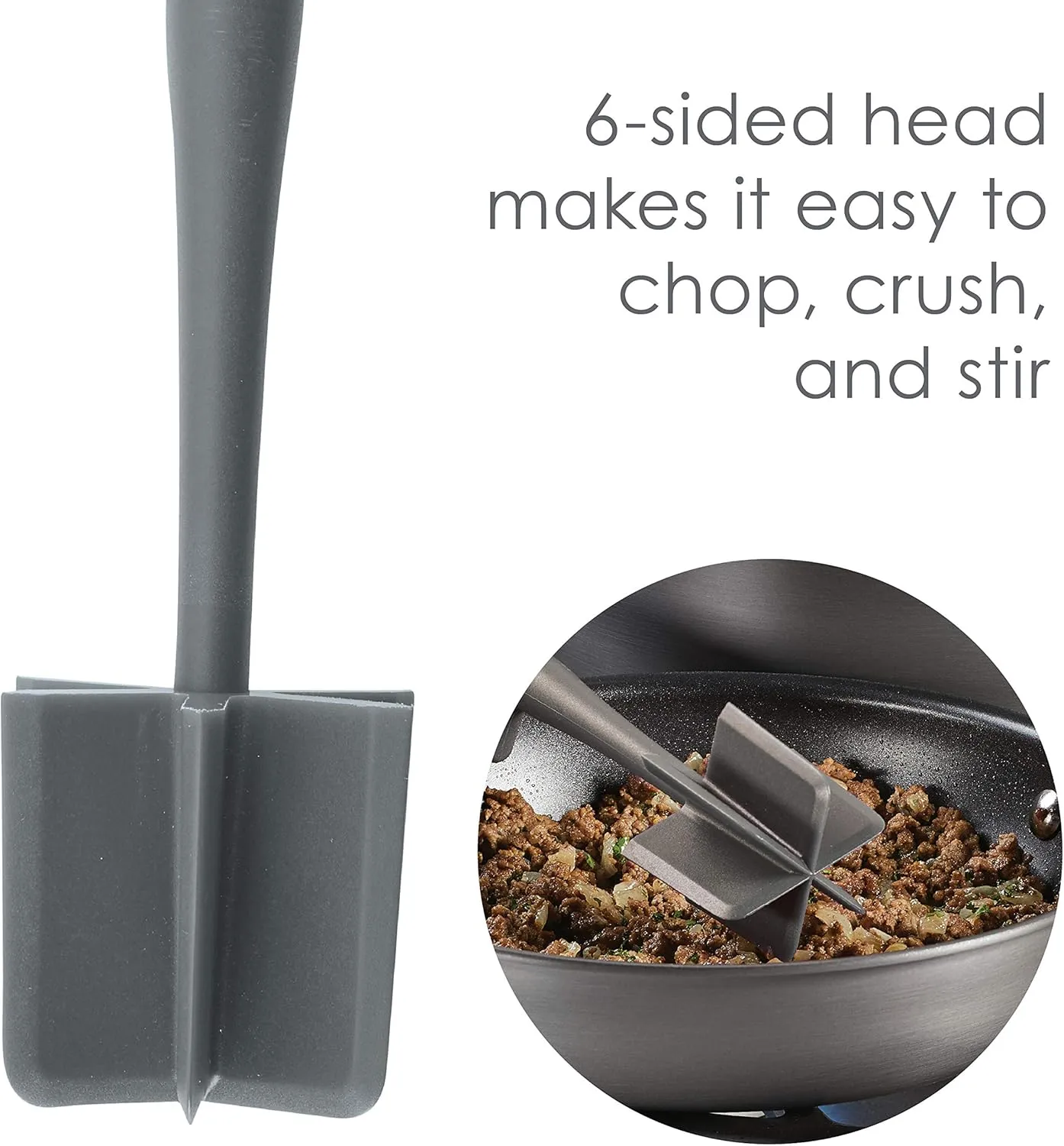 Rachael Ray Tools and Gadgets Lazy Crush & Chop, Flexi Turner, and Scraping Spoon Set / Cooking Utensils - 3 Piece, Gray