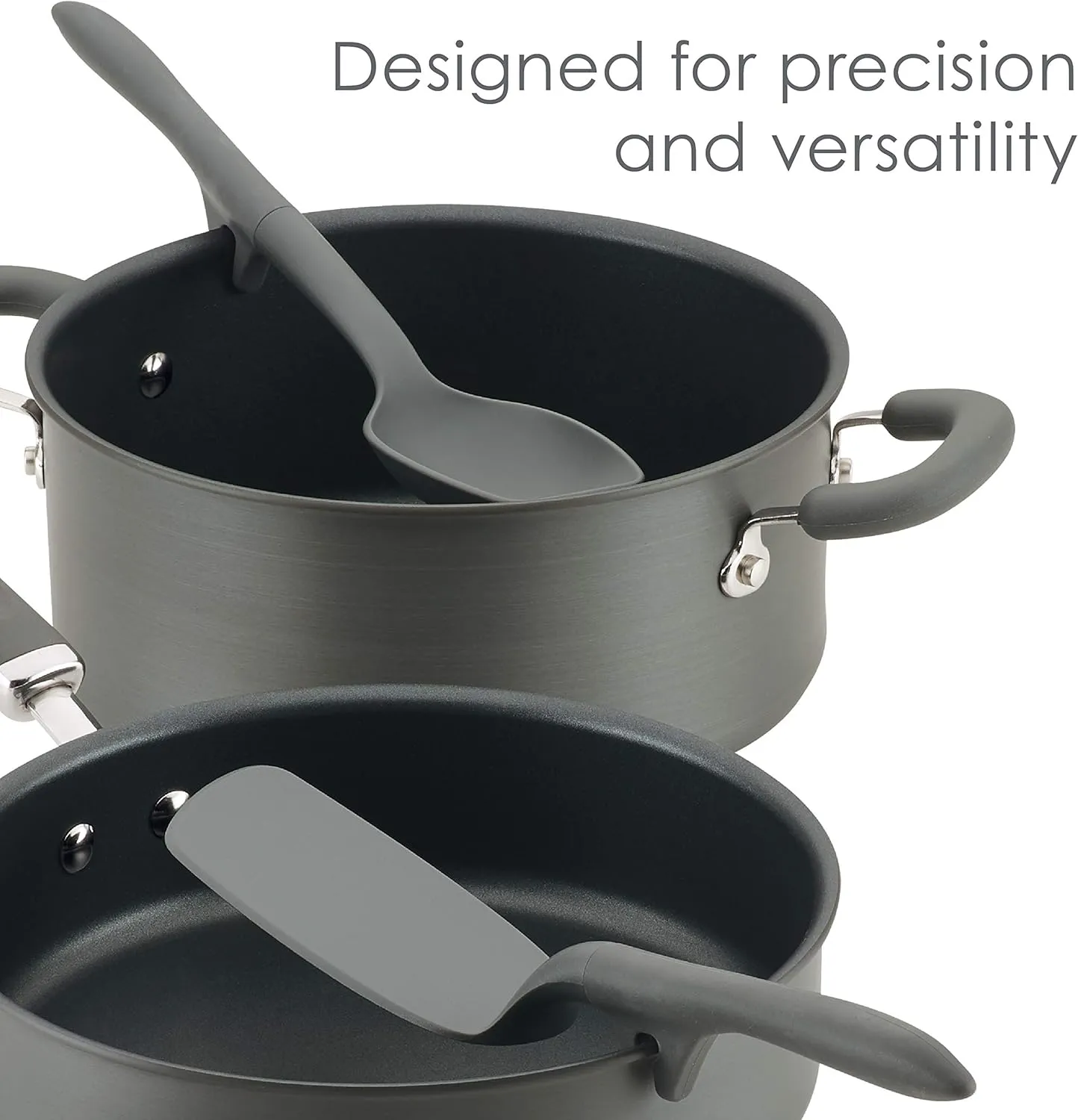 Rachael Ray Tools and Gadgets Lazy Crush & Chop, Flexi Turner, and Scraping Spoon Set / Cooking Utensils - 3 Piece, Gray