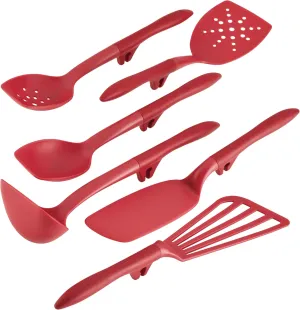 Rachael Ray Tools and Gadgets Lazy Tools Nonstick Kitchen/Cooking Utensil Set, 6 Piece - Red