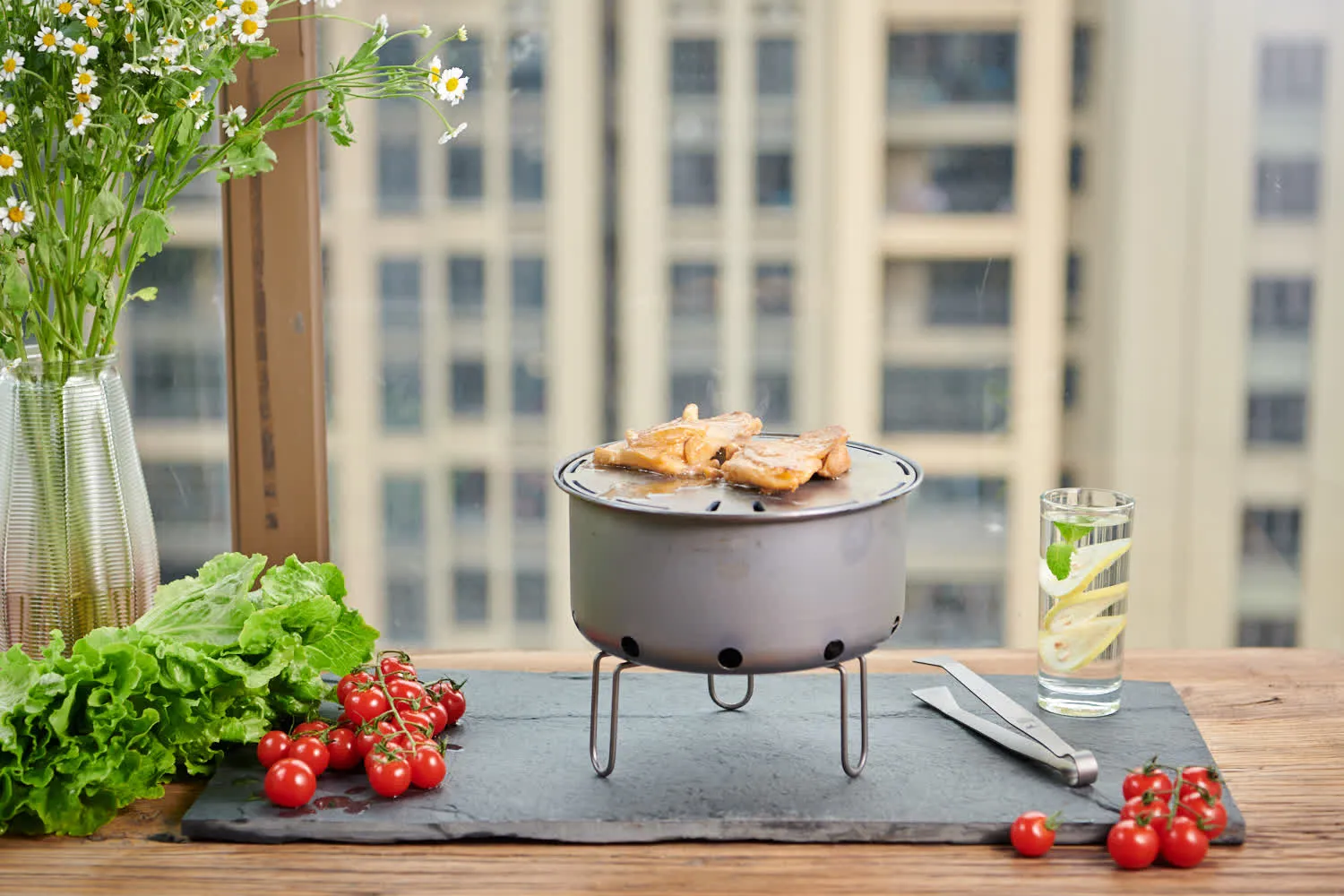 Réchaud à Bois et Grill en Titane