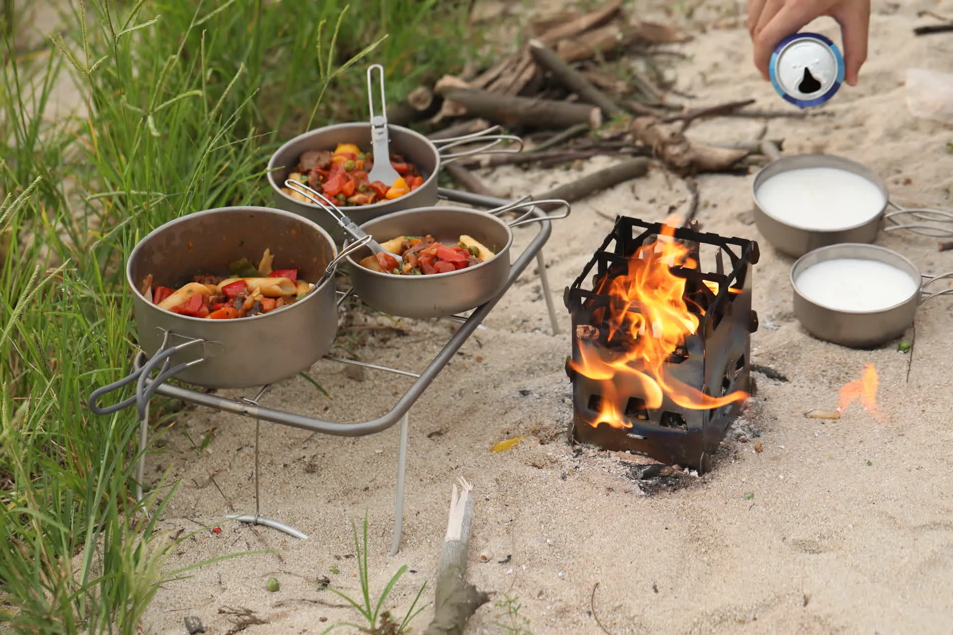 Réchaud à Bois et Grill en Titane