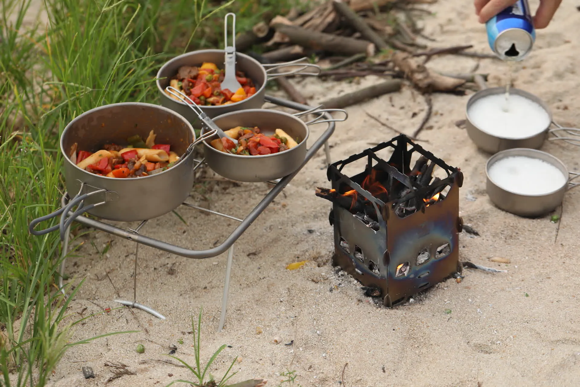 Réchaud à Bois et Grill en Titane