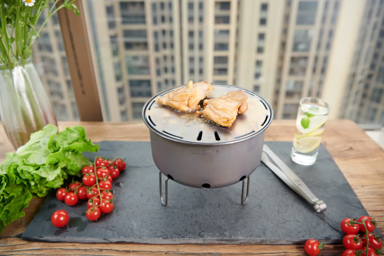 Réchaud à Bois et Grill en Titane