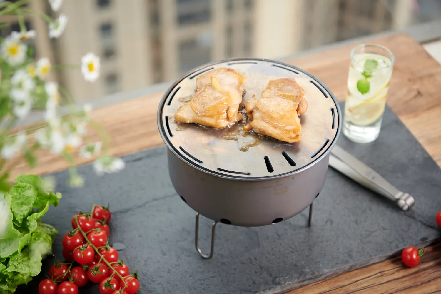 Réchaud à Bois et Grill en Titane