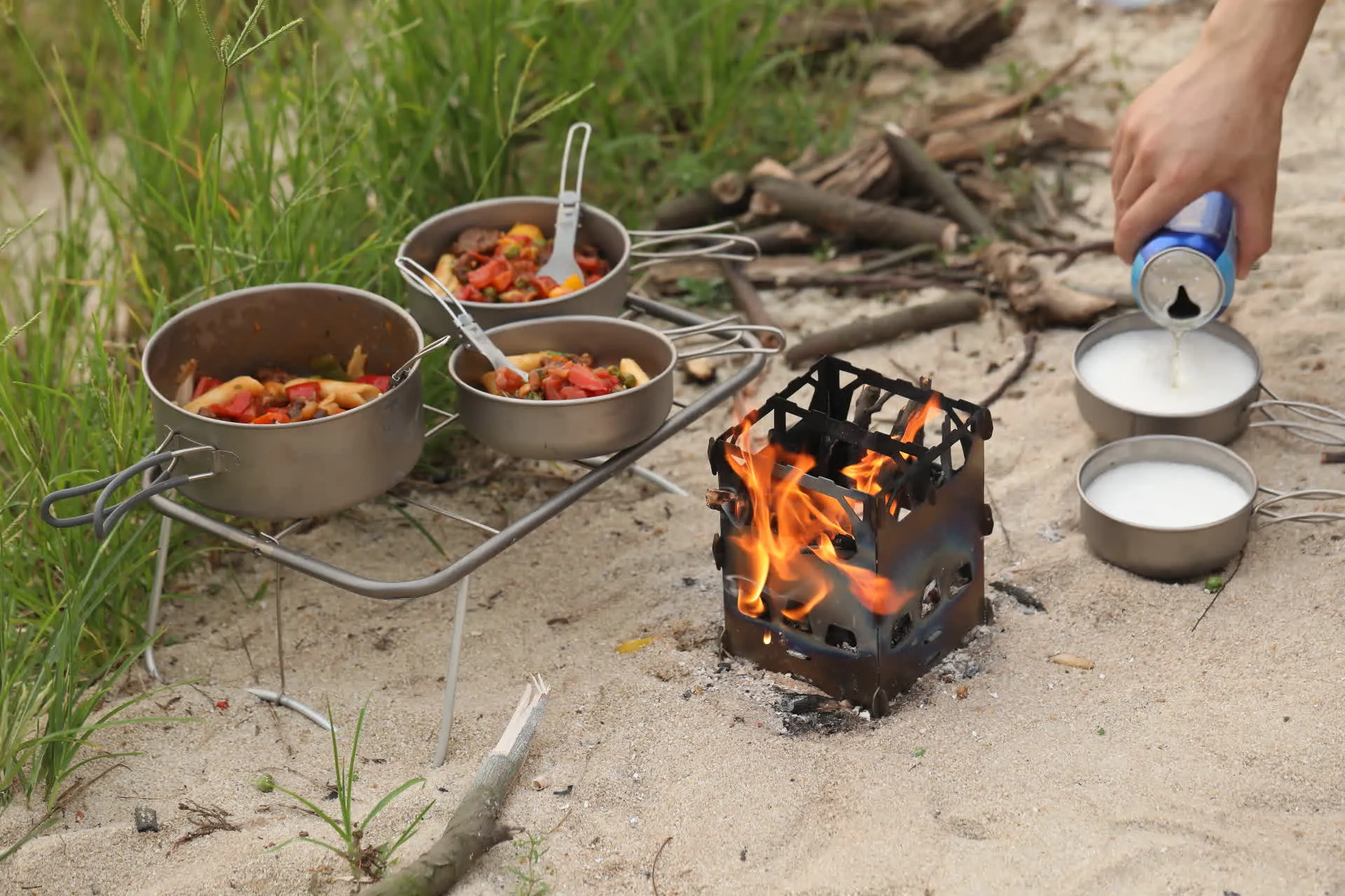 Réchaud à Bois et Grill en Titane