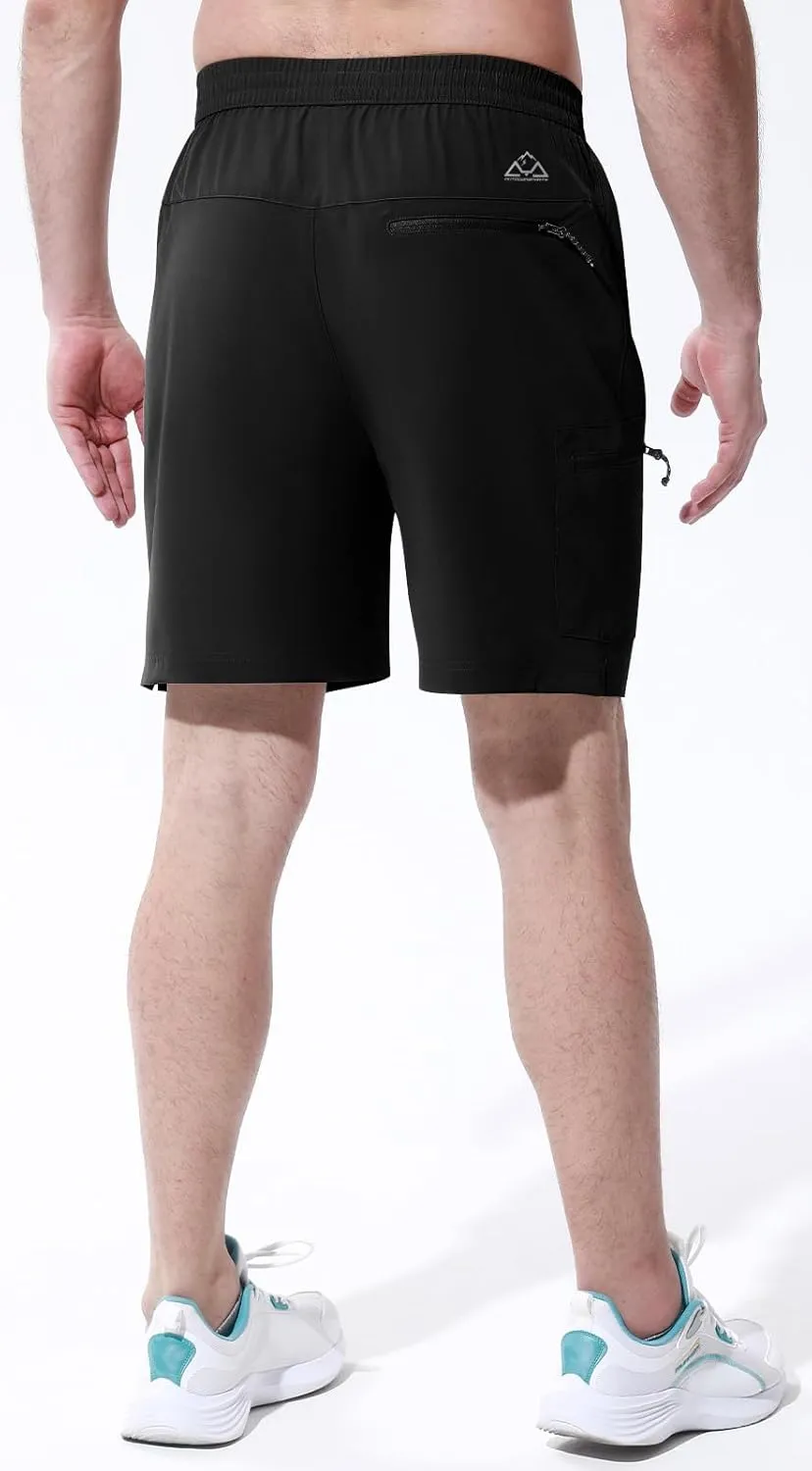 Rdruko Men's Quick Dry Hiking Shorts Lightweight Running Gym Outdoor Active Shorts with Zipper Pockets