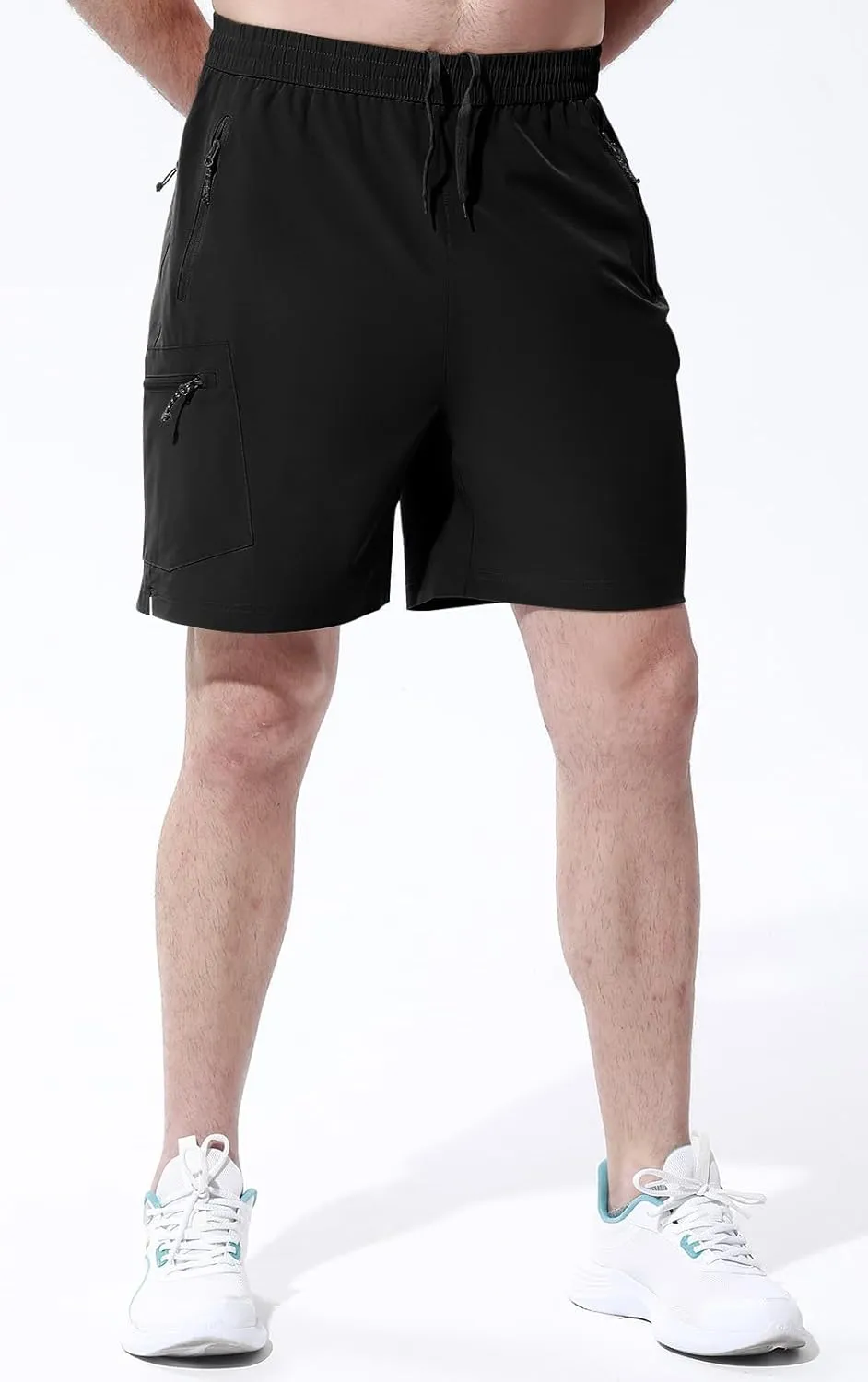 Rdruko Men's Quick Dry Hiking Shorts Lightweight Running Gym Outdoor Active Shorts with Zipper Pockets