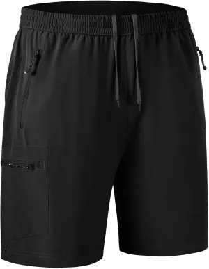 Rdruko Men's Quick Dry Hiking Shorts Lightweight Running Gym Outdoor Active Shorts with Zipper Pockets