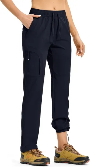 Rdruko Women's Hiking Pants Lightweight Quick Dry Water Resistant Cargo Outdoor Travel Pants Elastic Waist