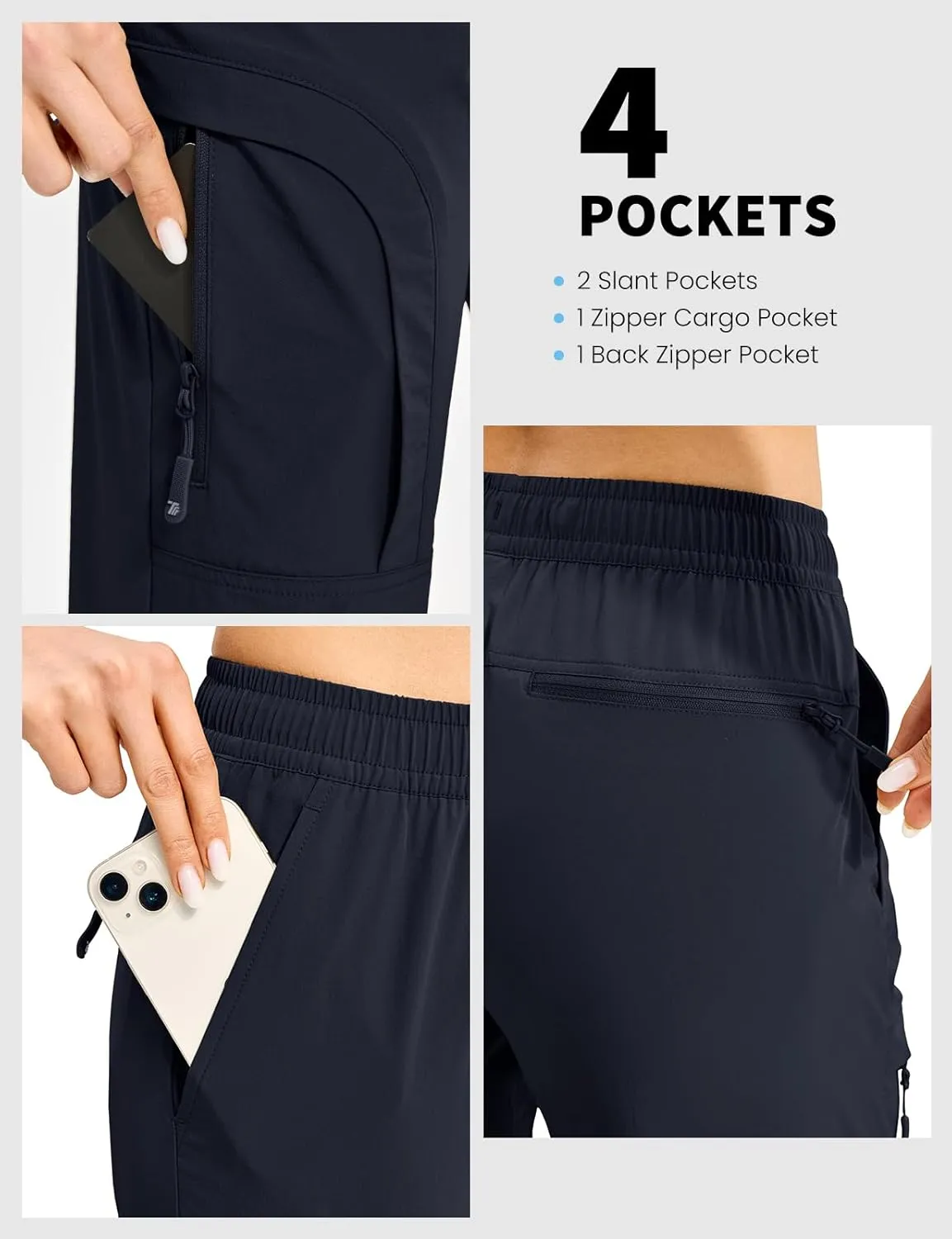 Rdruko Women's Hiking Pants Lightweight Quick Dry Water Resistant Cargo Outdoor Travel Pants Elastic Waist