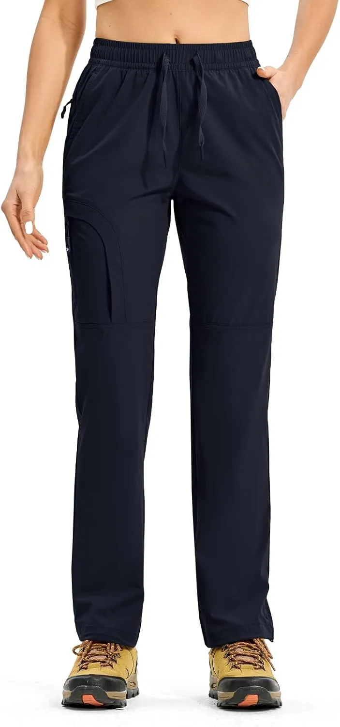 Rdruko Women's Hiking Pants Lightweight Quick Dry Water Resistant Cargo Outdoor Travel Pants Elastic Waist